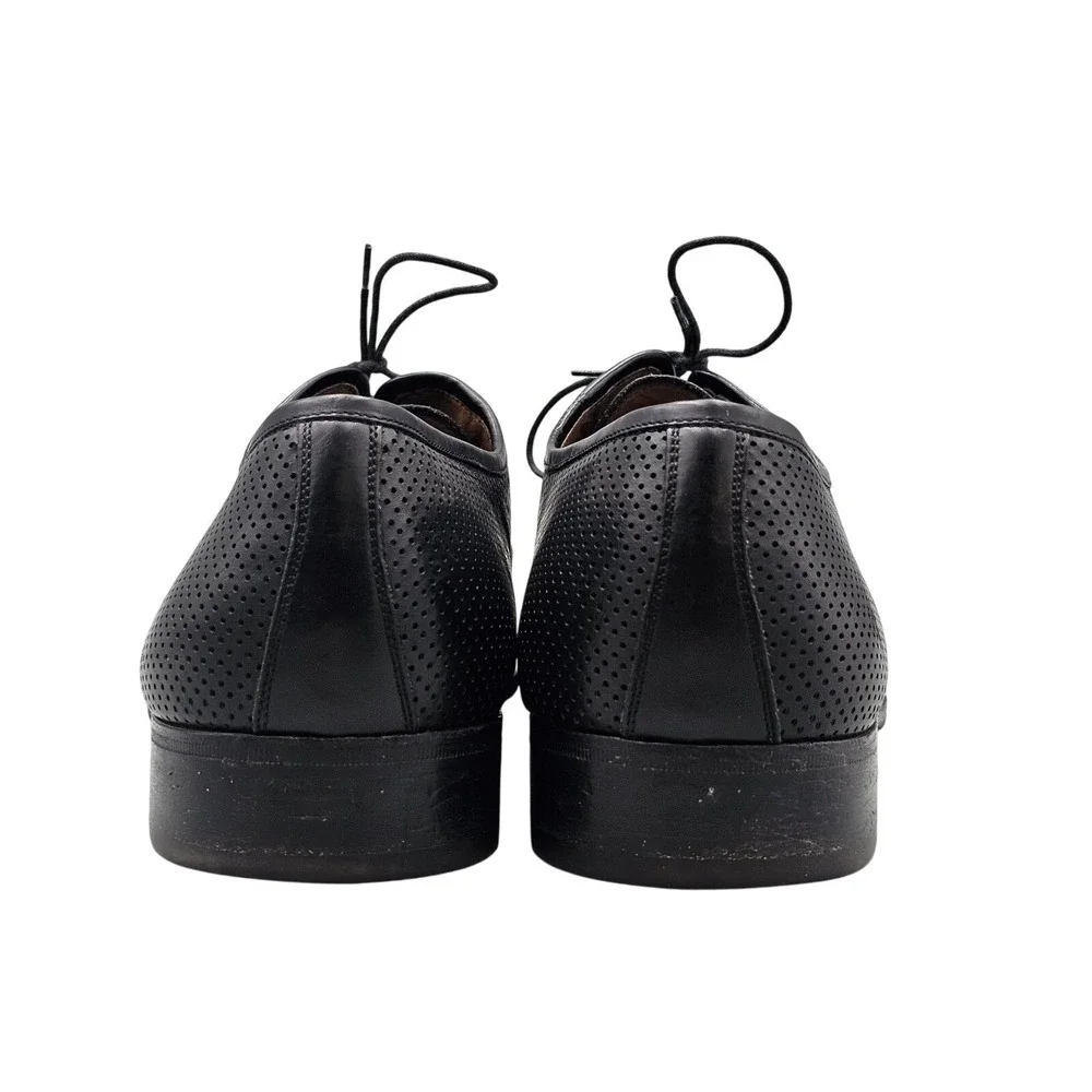 Salvatore Ferragamo Men's Size 12 B EUC Black Perforated Leather Cap Toe Oxfords
